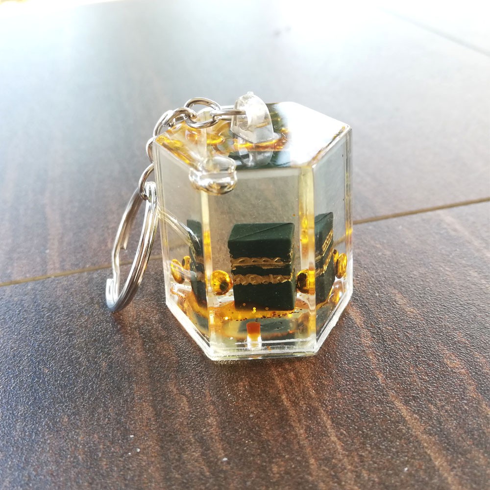 Neola Gantungan Kunci Bentuk Kaabah 3D Kaca Souvenir Haji Umroh