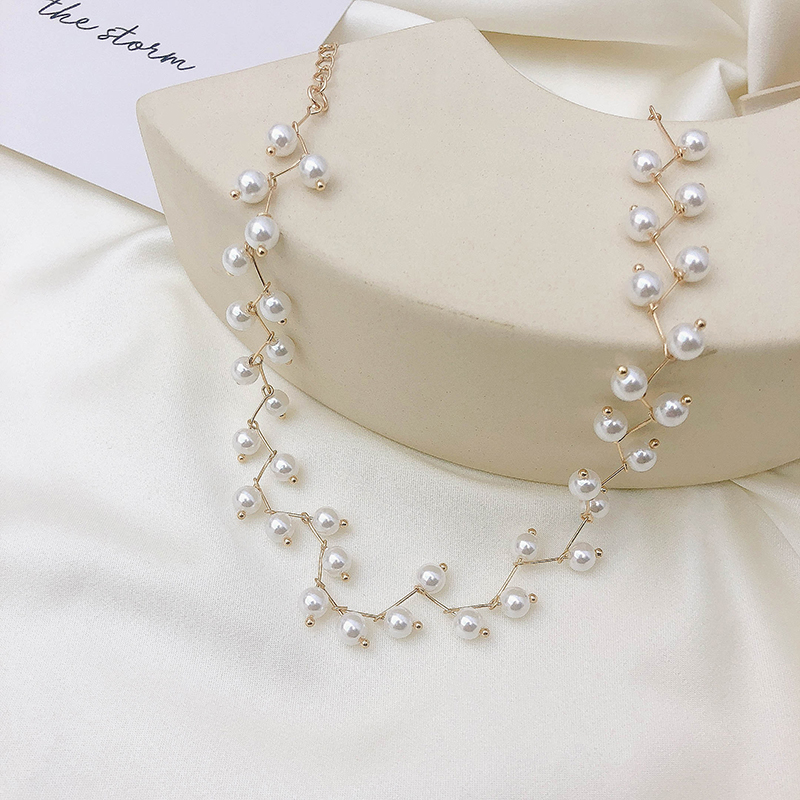 Kalung Rantai Choker Liontin Mutiara Single Layer Gaya Retro Vintage Untuk Wanita