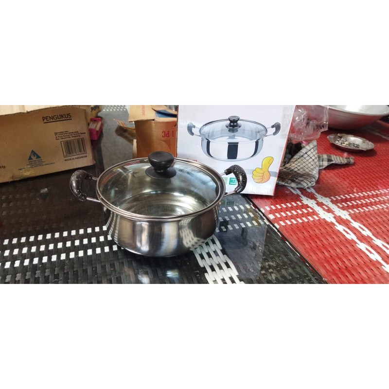 panci sayur stainles tutup kaca