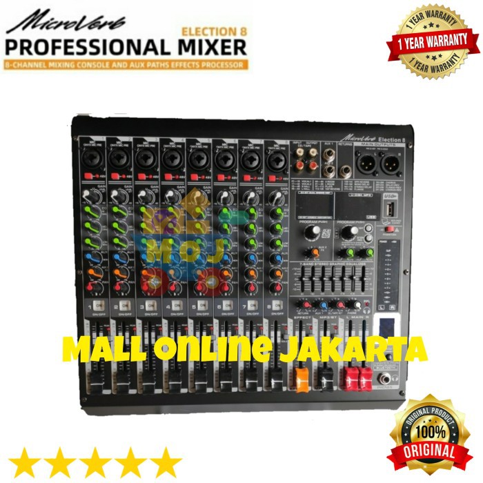 Mixer microverb election 8 ch bluetooth recording pc usb election8