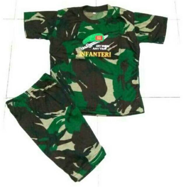 ARMOURMILITARY Kaos Setelan Anak Lengan Pendek Loreng Doreng Army