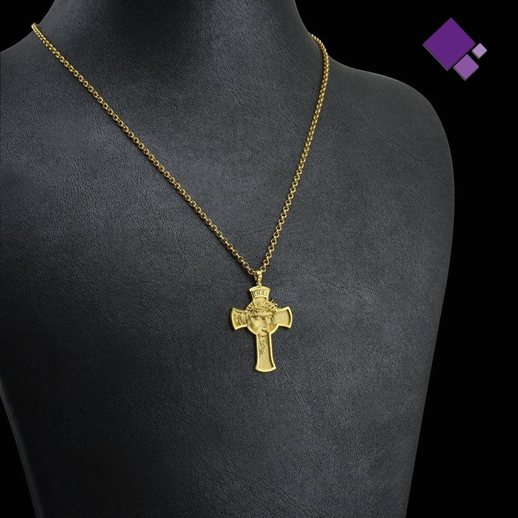 Kalung Liontin Salib Yesus Ukiran Untuk Pria