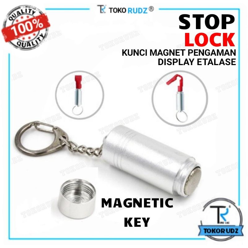 GEMBOK KUNCI STOP LOCK Pembuka Magnet Pengaman Display Etalase Anti Maling