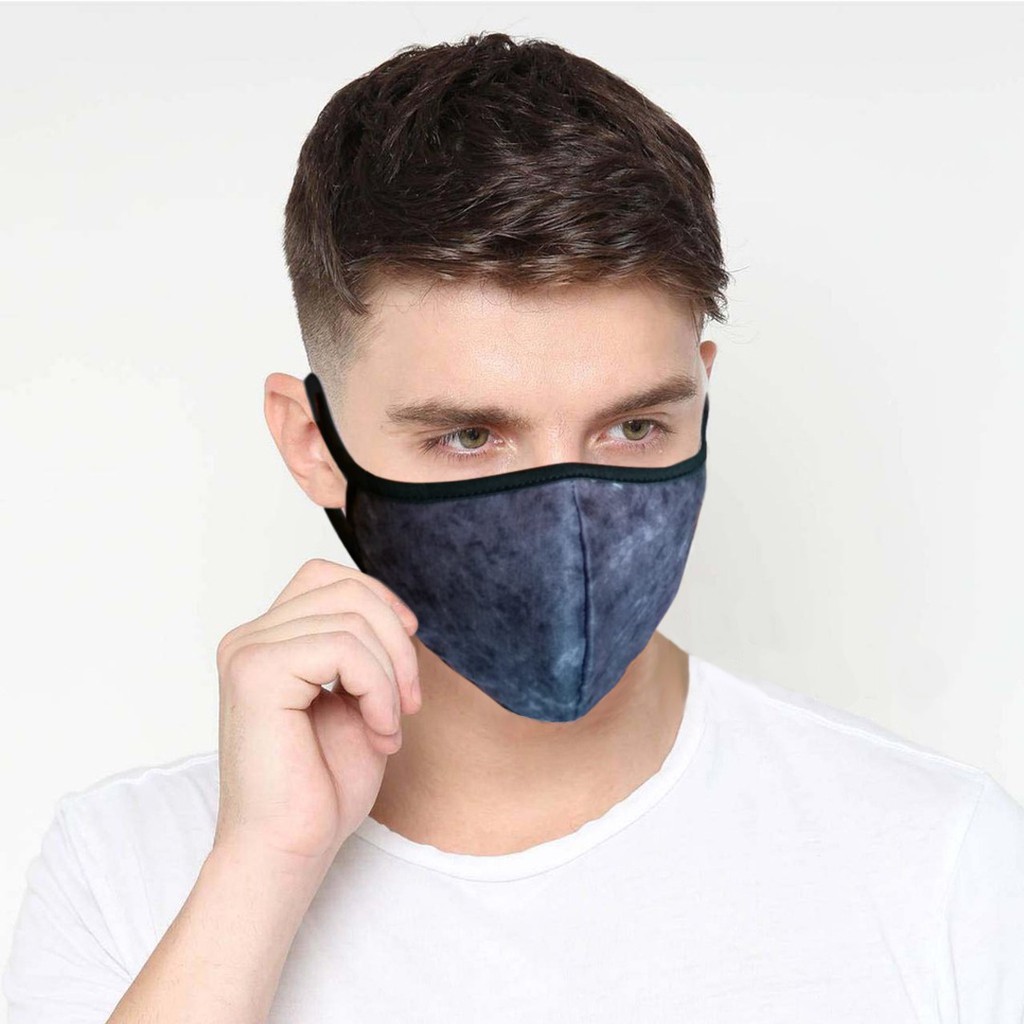 Parisdivarious Masker Kain Corak Abu  Polos Bahan Katun