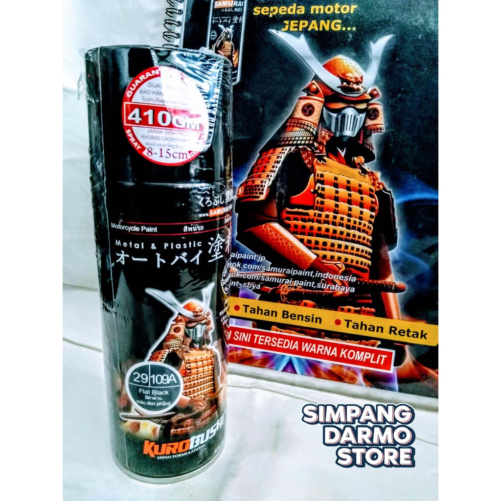 Pilox Pylox Samurai Black Dof Doff Flat Matte Matt Hitam Dop 109A Cat Mobil Motor Tahan Bensin Solid