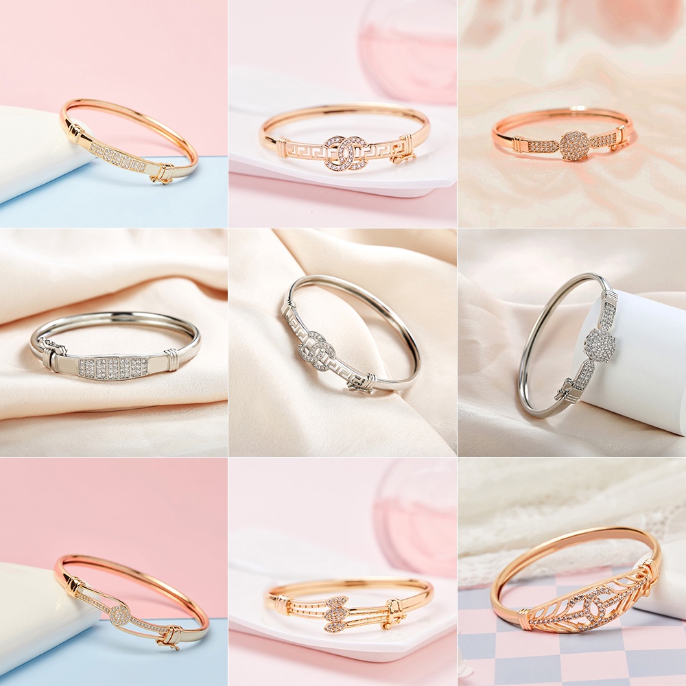 Y437 [COD✔] Gelang Titanium Dewasa Anti Luntur Gelang Aksesoris Silver Bangle Untuk Wanita