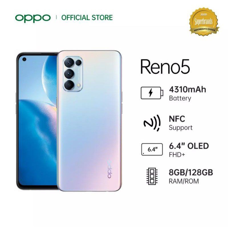 OPPO RENO 5 + NFC NEW ARRIVAL GARANSI RESMI OPPO SERVICE CENTER