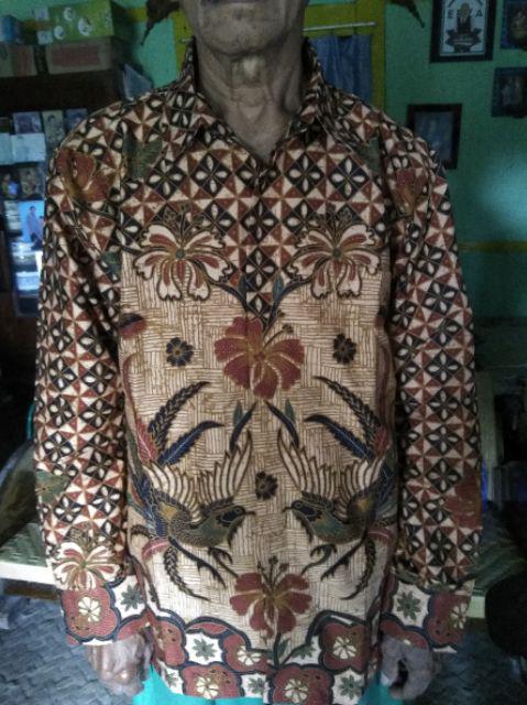Puspo Gagah Cabut Sogan Kemeja Batik Pria Katun Cabut Primisima Full Furing