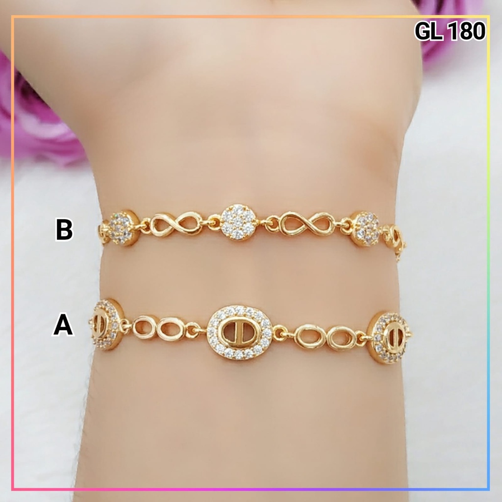 Gelang xuping gelang jurai rantai bunga permata zirqon cantik perhiasan lapis emas gold GL 180