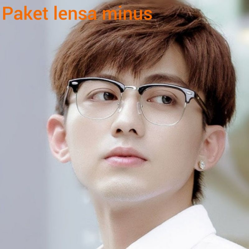 kacamata minus pria photocromic kotak keren anti radiasi bluecromic silinder