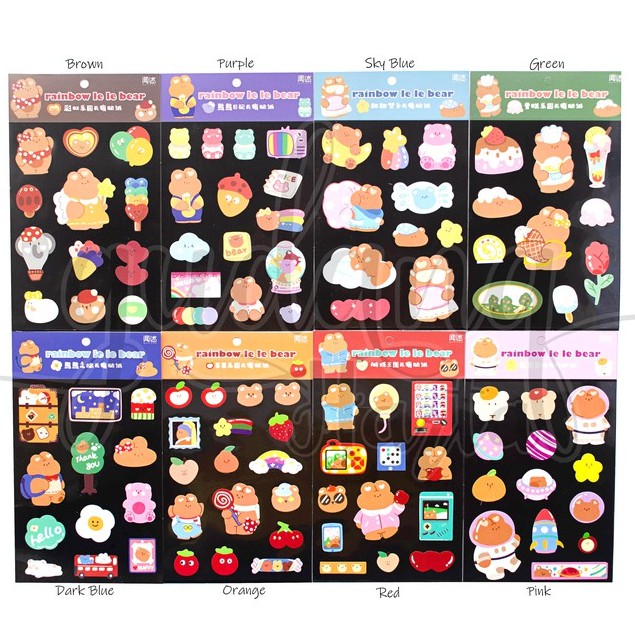 Stiker Rainbow Bear Sticker Beruang Pelangi Unik DIY Scrapbook GH 303057