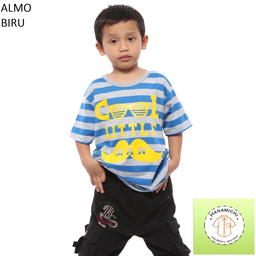 Hanamichi ALMO Kaos Sablon Anak Lengan Pendek Salur Bergambar