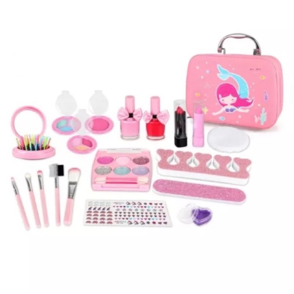 

children pretend plays make up kit set mainan make up anak den - Pink bag Murah