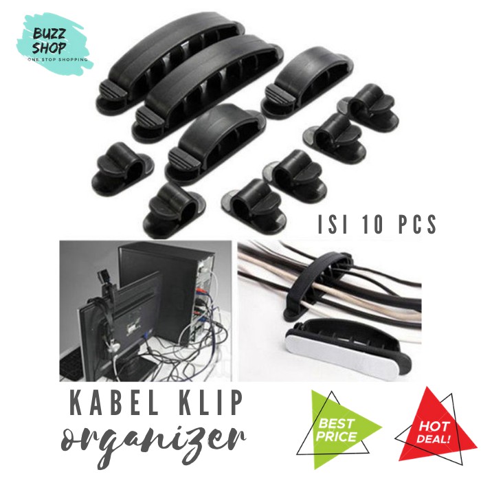 Kabel Clip Organizer 10 pcs / Cable Clip Organizer Komputer Handphone AC-005