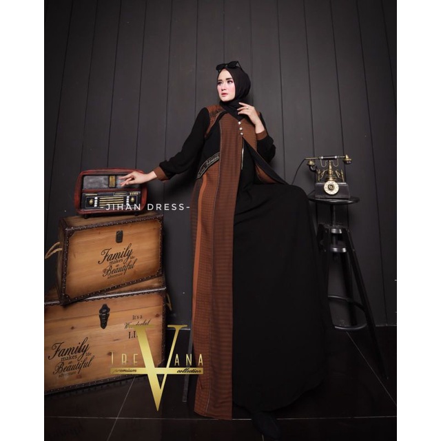 Jihan Dress Ori by Trevana Collection Premium / Dress Syar'i / Gamis Pesta Mewah / Baju Syar'i Terbaru / Dress Polos Mewah / Fashion Muslimah Branded-C