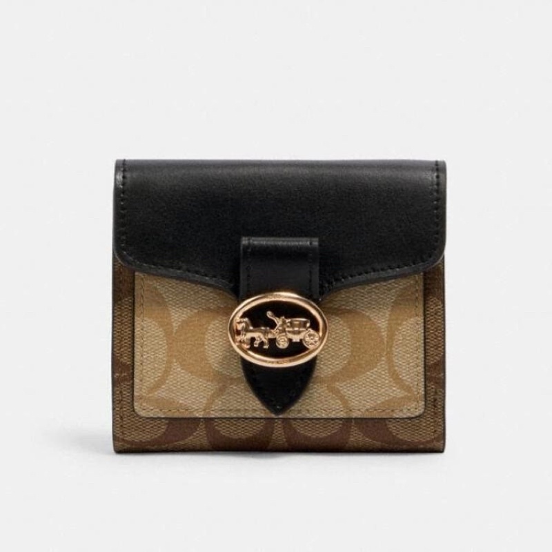 Coach Georgie Small Wallet In Blocked Signature Canvas (C6261)