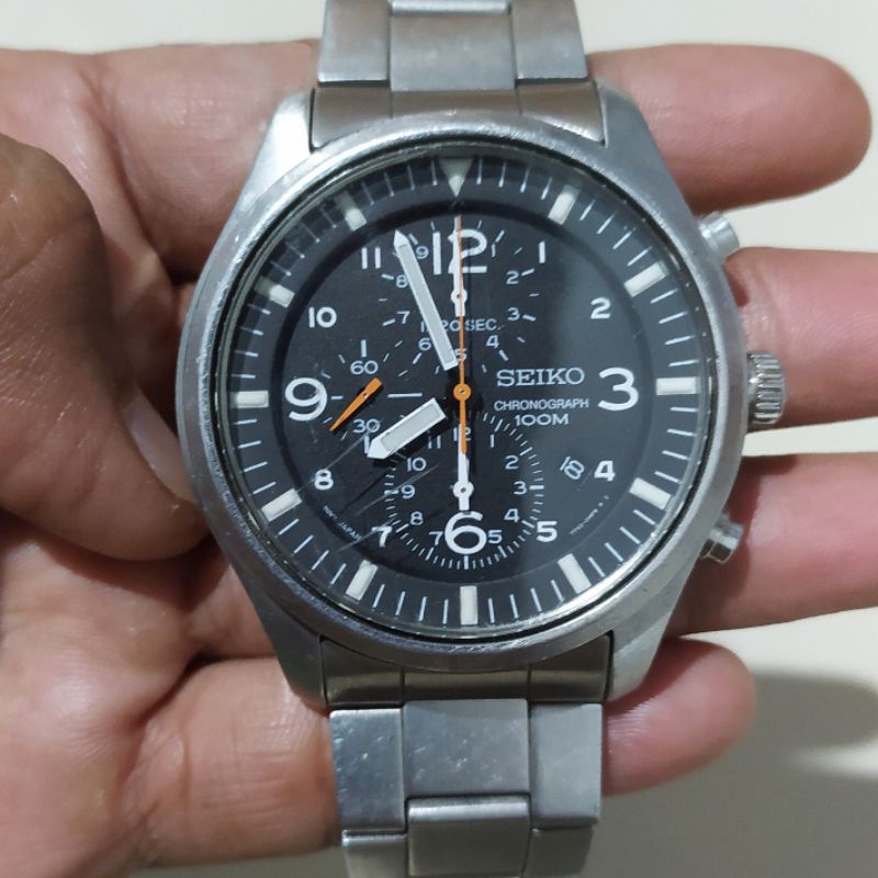 Jam Tangan Pria Seiko Military Chronograph With Date 7T92 Original
