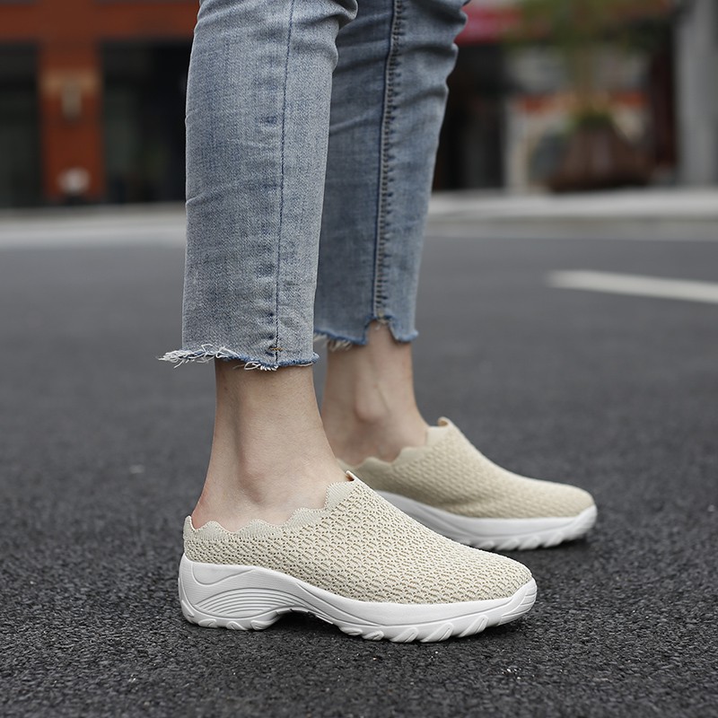 FOKU Sepatu Slop Santai Wanita Slip On Sneakers Korea Terbaru