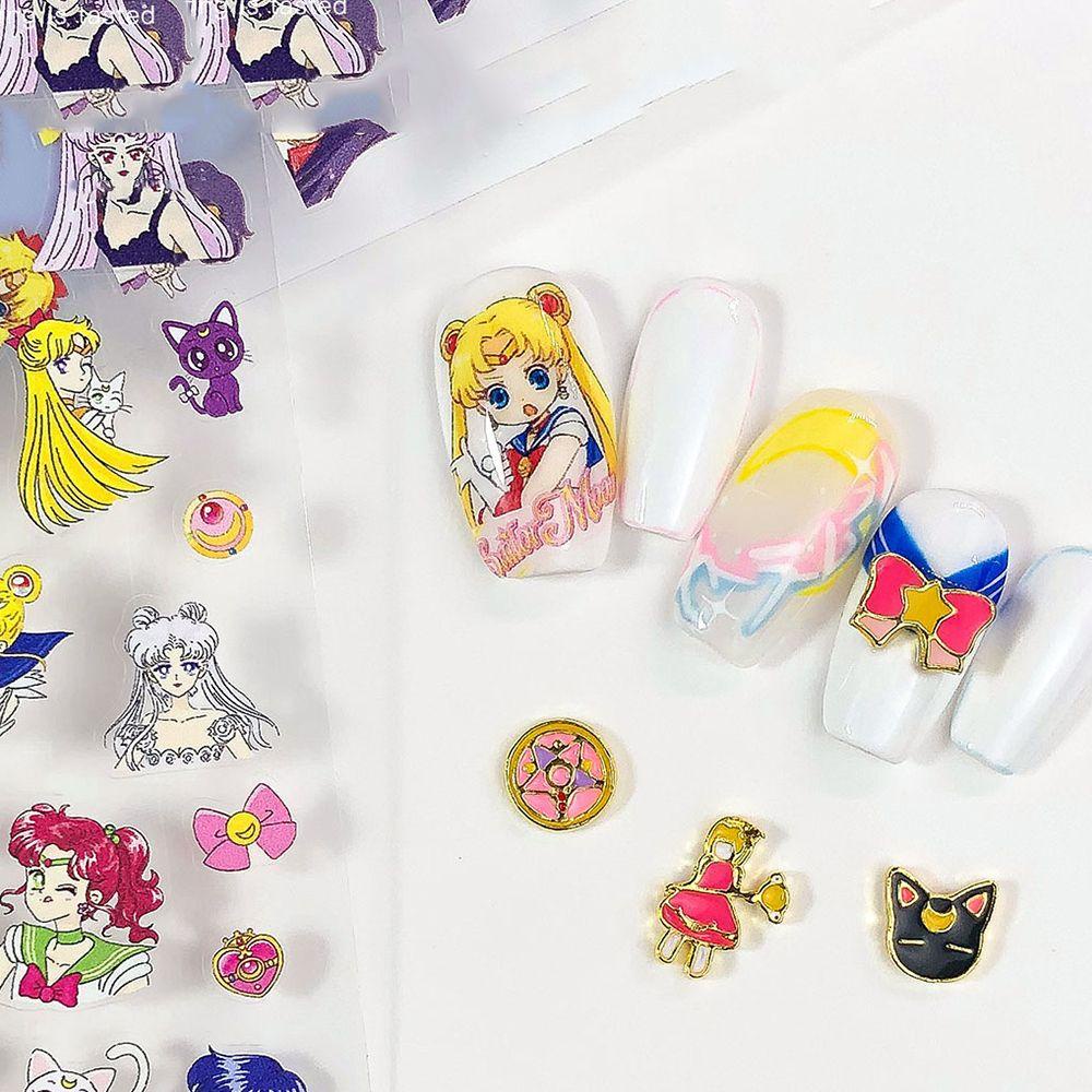 Mxbeauty Sailor Moon Stiker Kuku Alloy Lucu Tahan Air Kartun DIY Nail Art Dekorasi