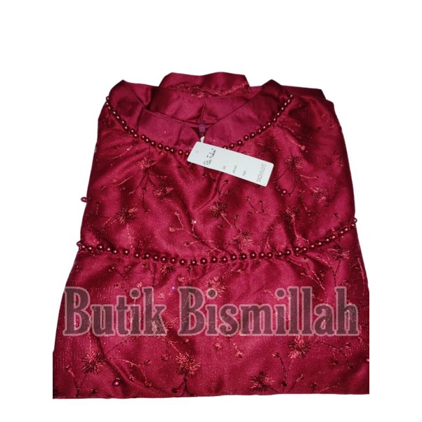 NARAYA GAMIS BROKAT BAJU WANITA APLIKASI MUTIARA DRESS MAXI VELVET PAKAIAN KONDANGAN WANITANTERLARIS-Maroon