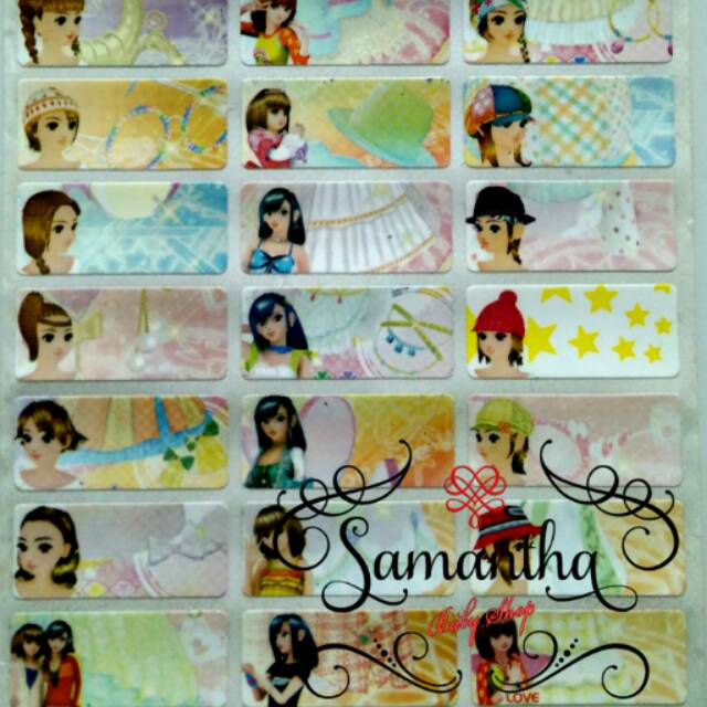 

Label nama waterproof motif Love and Berry