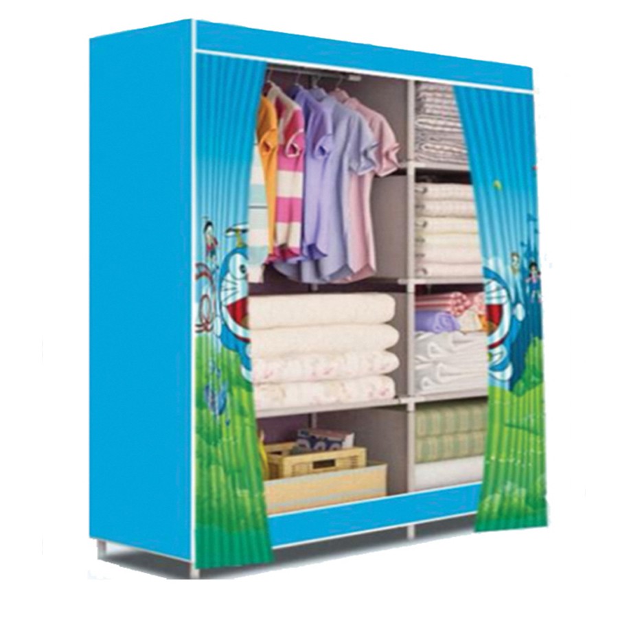 PROMO TERMURAH Lemari Baju Multifungsi dengan Tempat Gantungan Baju dan Penutup Debu Karakter
