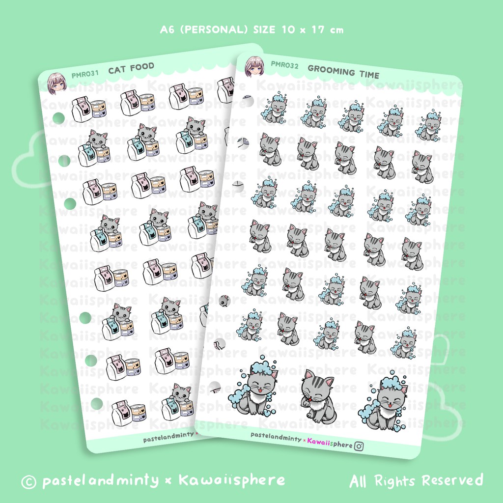 

Cat Series | A6 Ring Planner Sticker | Stiker Kucing pastelandminty | Ring Binder Refill