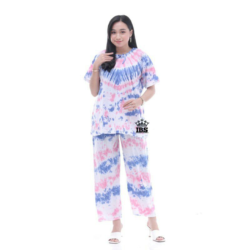 Setelan CP Kaos Pelangi One Set Tie Dye Daily Set Piyama Tiedye Setcel Wanita Batik Viral Terbaru