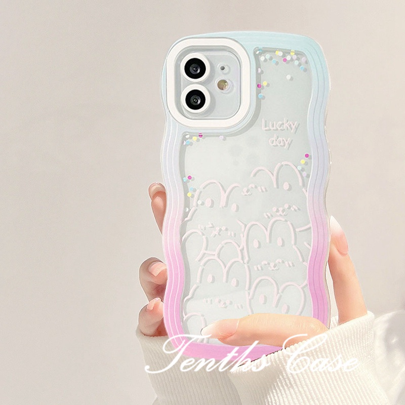 Realme C55 C35 C33 C31 C30 10 GT 9 Pro+C25Y C21Y C25 C25s C12 C21 C20 C20A C11 C17 7i C15 8 7 6 5 Pro 8i 5i 5s 6i Narzo 50A 50i Sketsa Bunny Wavy Edges Casing Ponsel Sarung Soft Cover