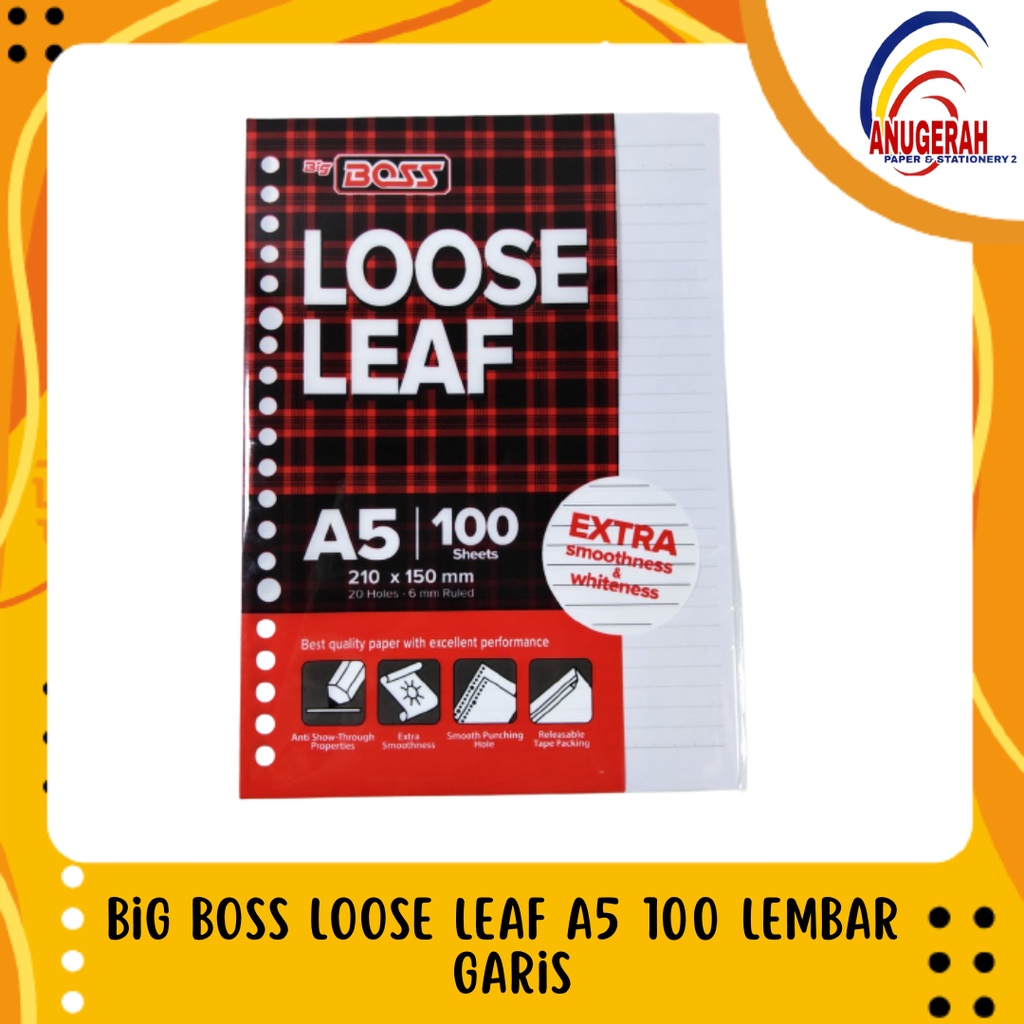 

BIG BOSS LOOSE LEAF A5 100 LEMBAR - GARIS (PCS)