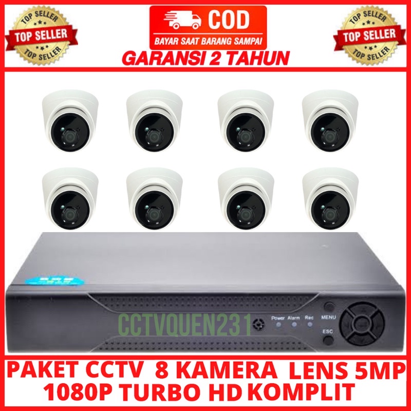 PAKET CCTV 8 CHANNEL 8 KAMERA INDOOR 5MP TURBO HD IR SONY 1080P KOMPLIT