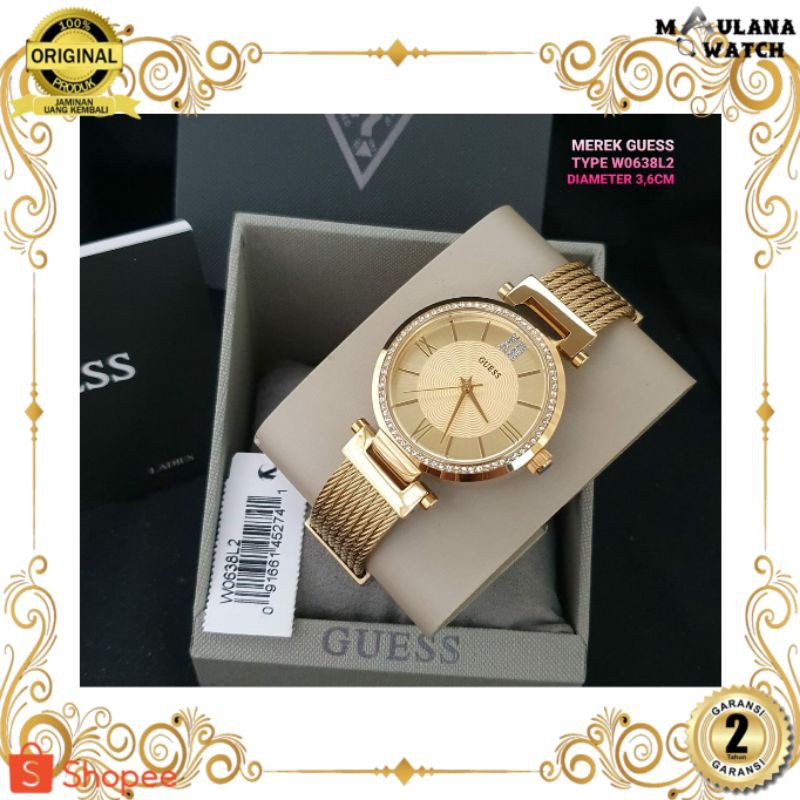 JAM TANGAN PRIA WANITA | RANTAI | KULIT | KARET | MURAH | WANITA GUESS W063812 ORIGINAL