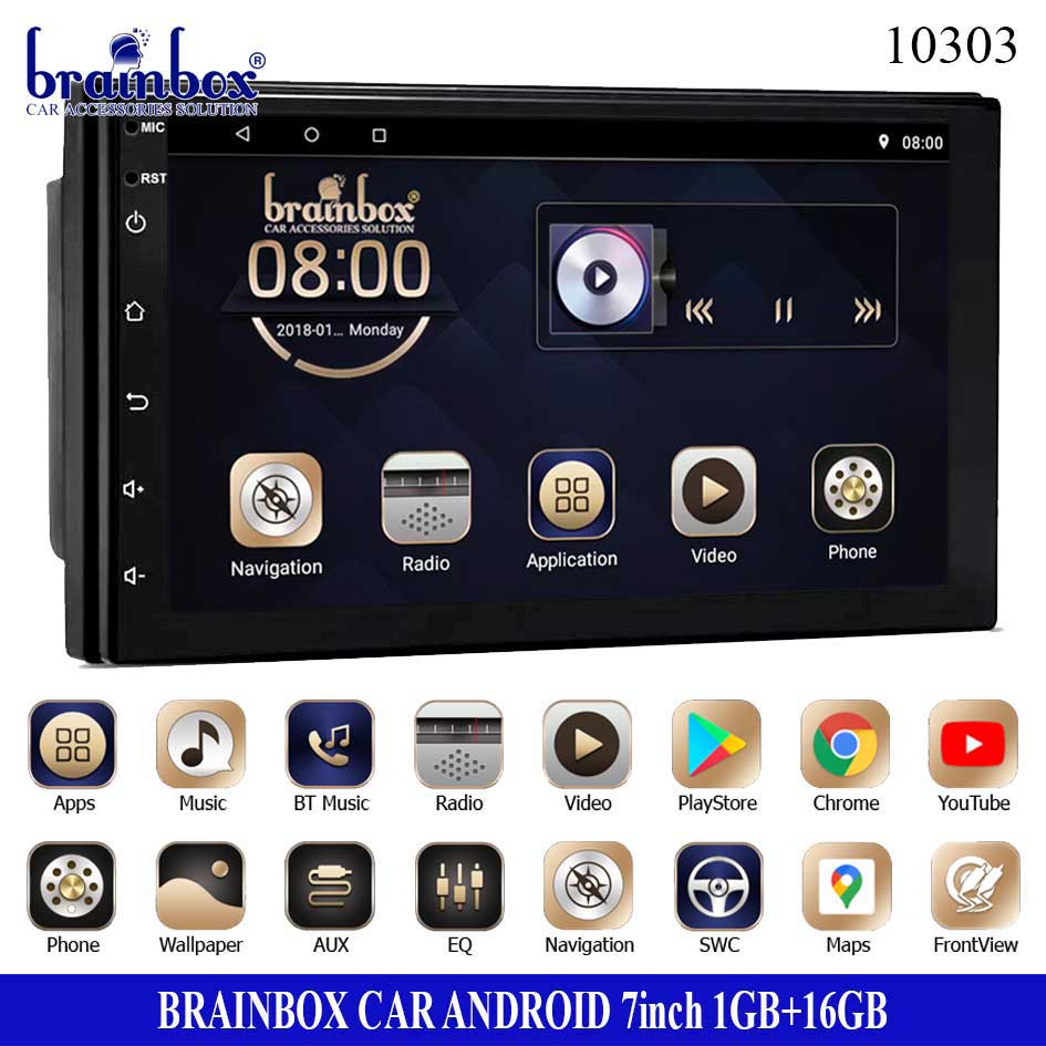 Brainbox TV Android 7 Inch 1GB + 16GB Head Unit Mobil 2 Din Double Din Headunit Tape Mobil MP5 Playe
