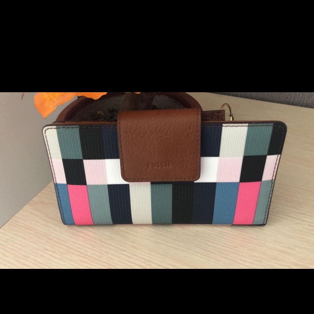 Fossil emma tab wallet patchwork bright pink Original
