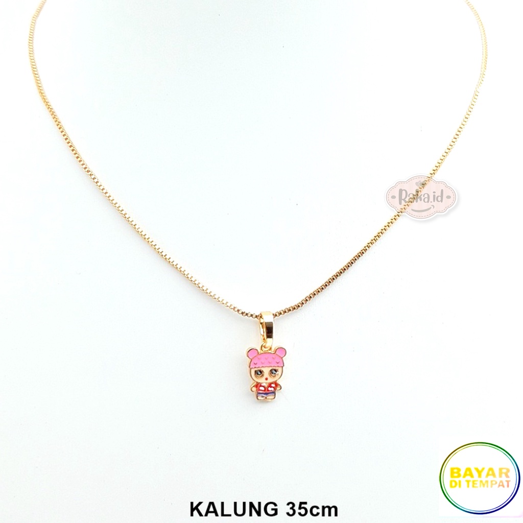 Kalung Anak Rantai Italy Motif LOL Bubble Pink Perhiasan Cantik Anak Lapis Emas 18k 826