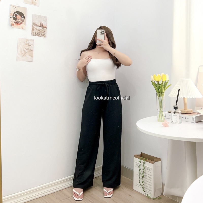 lookatmeofficial • Jolie Pants Cullote - Celana Kulot Babyterry - Celana Highwaist Panjang Kasual