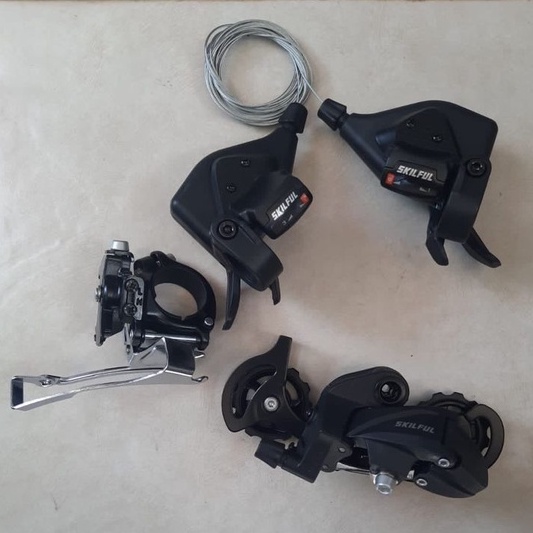 TERMURAH!!! SET MICROSHIFT Sepeda / Shifter RD FD / 3x9 Speed / SKILFUL Hitam / Realpict