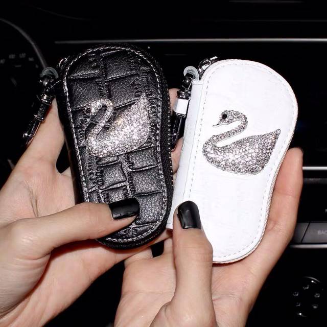 DOMPET KUNCI OVAL MOBIL STNK SWAN ANGSA BAHAN KULIT SINTETIS PREMIUM