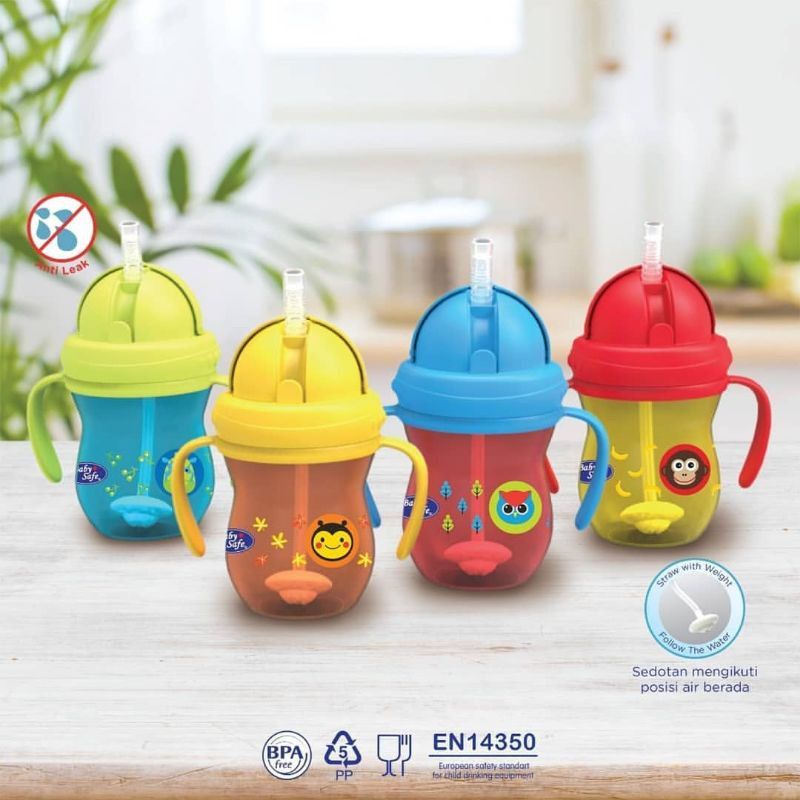 Baby Safe SK019 Training Cup With Weighted Straw 270ml | Gelas Sedotan dengan Pemberat