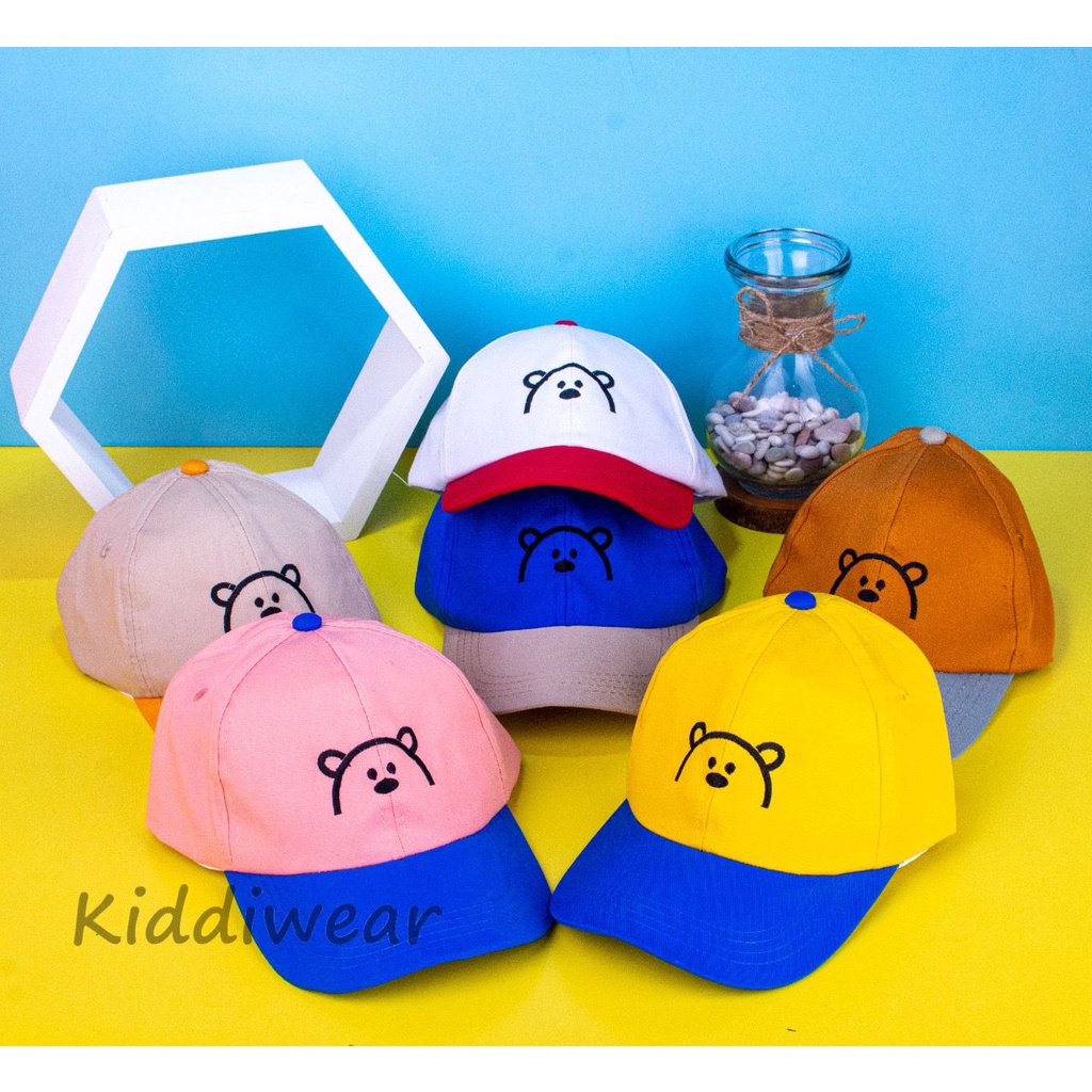 kiddiwear TOPI FASHION ANAK FASHION HAT TOPI BASEBALL KOMBINASI BEAR