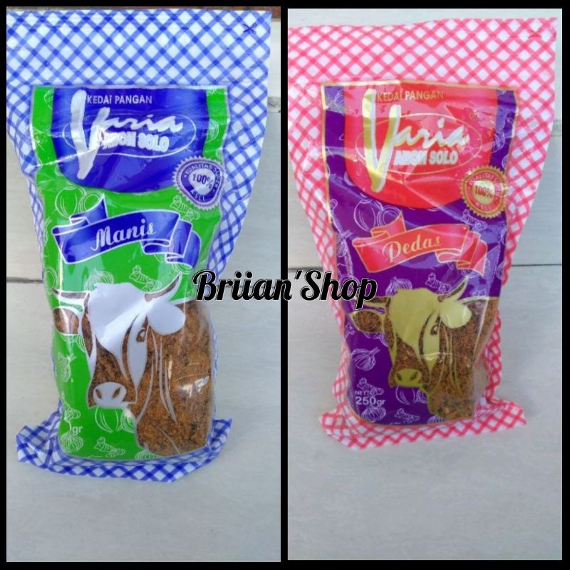 

ABON SAPI MANIS/PEDAS/DAGING SAPI SUWIR/ VARIA / 250 GR / KHAS SOLO