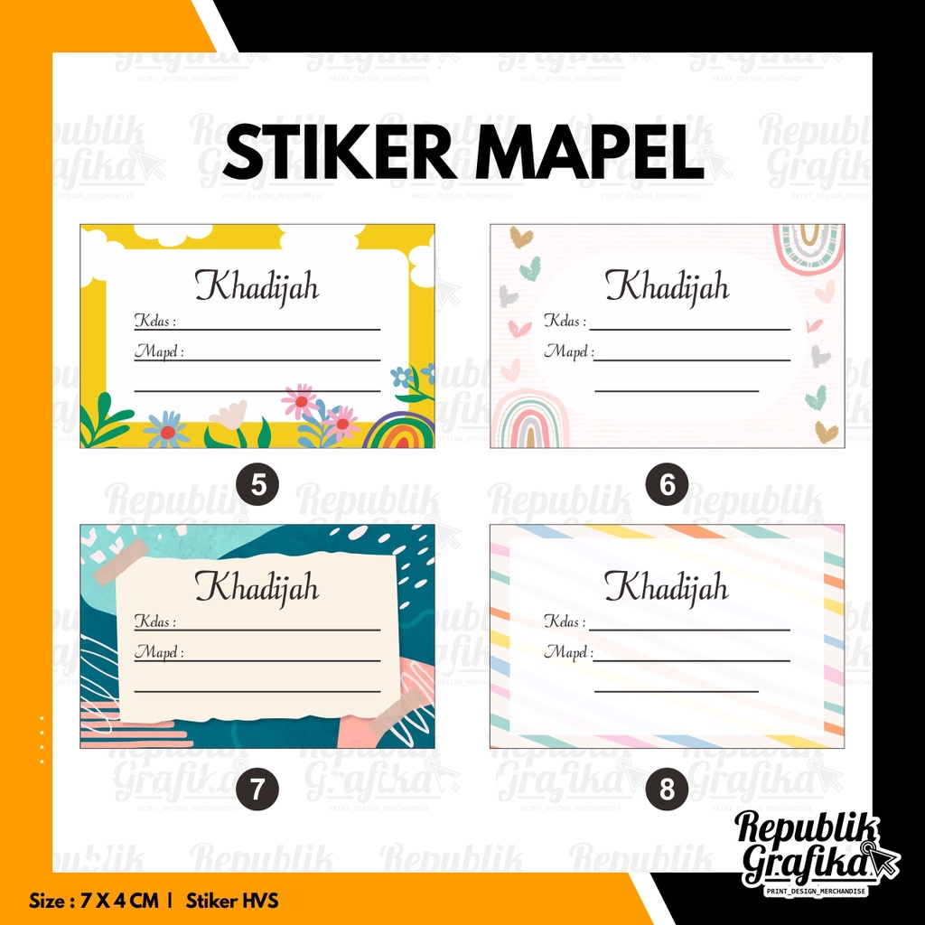 (Isi 20 lbr) STIKER MAPEL - LABEL BUKU PELAJARAN SEKOLAH - STIKER MATA PELAJARAN