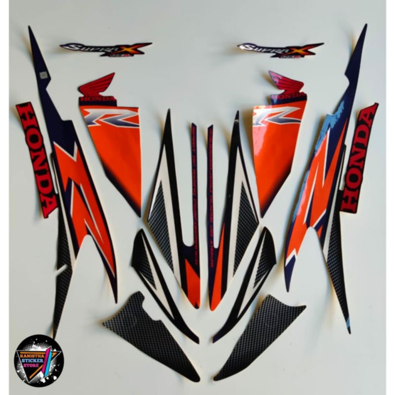 Striping honda supra x 125 tahun 2007 warna orange, striping list body motor honda supra x 125 terba