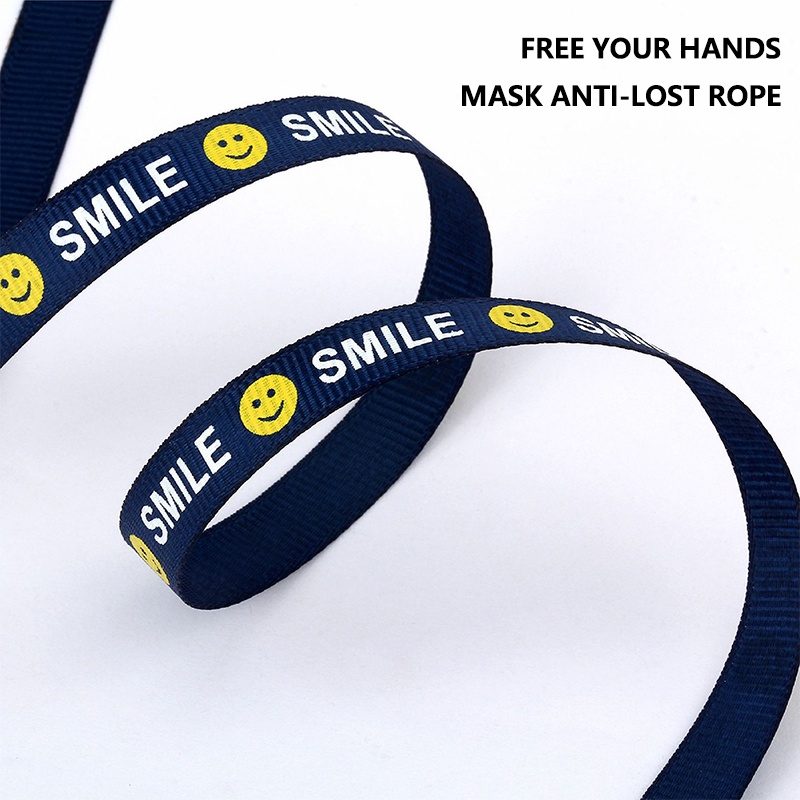 Masker wajah lanyard senyum masker wajah lanyard adjustable unmarked lanyard -PD