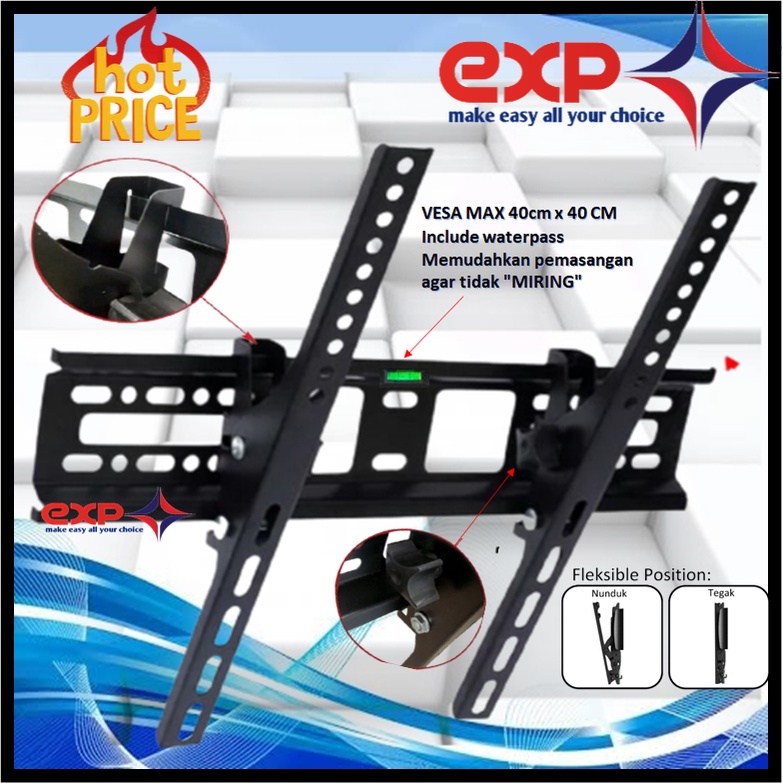 Garansi COCOK!! Bracket TV Sharp 42&quot; s/d 55&quot; Waterpas adjustable position