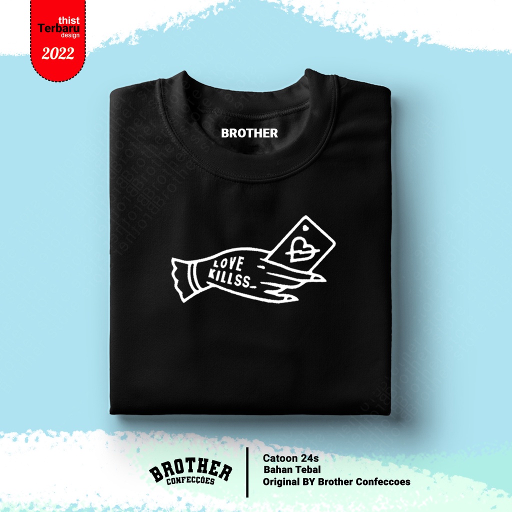 BROTHERSTORE / Kaos Distro Articlel LOVE KL BIRU KAOS TEXT PUTIH print  pria HITAM Premium