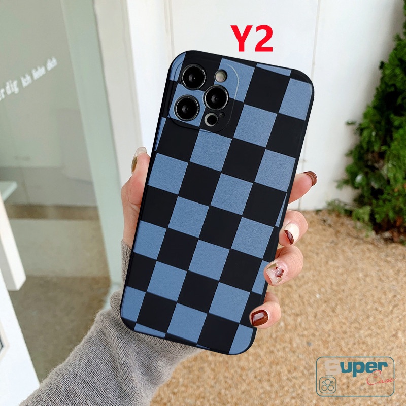 Casing Tpu Lembut Kotak-Kotak Redmi 12c10 9T A1 9A 9 9C NFC Note8 9 10 11 11s 10s Pro Plus Poco F4 M4 M5 M3 Pro F3 X3 Pro M3 MI 10 11 Lite 10T Chessboard Tepi Lurus Cangkang Telepon Couple