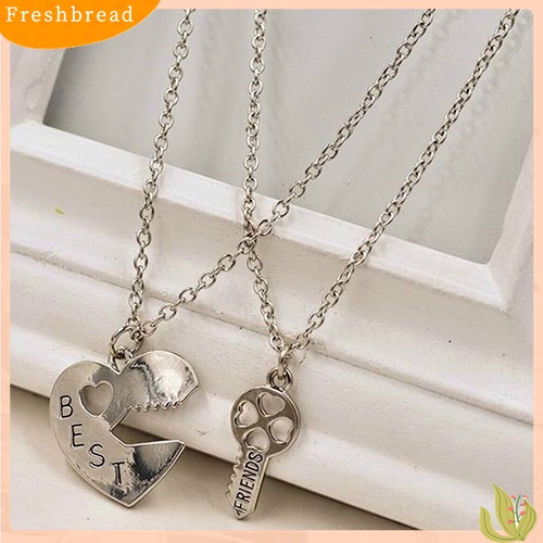 [TERLARIS]2Pcs/Set Love Heart Key Pendant BFF Best Friend Letter Carved Necklace Gift