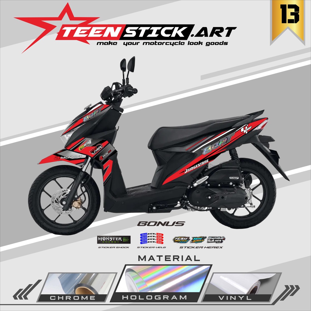 STRIPING BEAT DELUXE- STRIPING VARIASI HOLOGRAM HONDA BEAT DELUXE 2021-2022 RACING