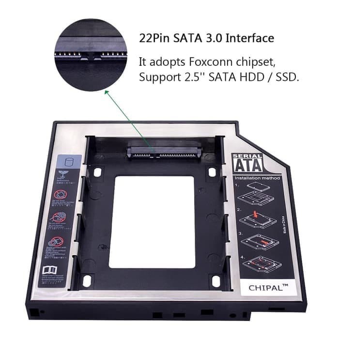 C*   SSD HDD Caddy 9.5mm / 12.7 mm SATA DVD Slot Hardisk  Baru